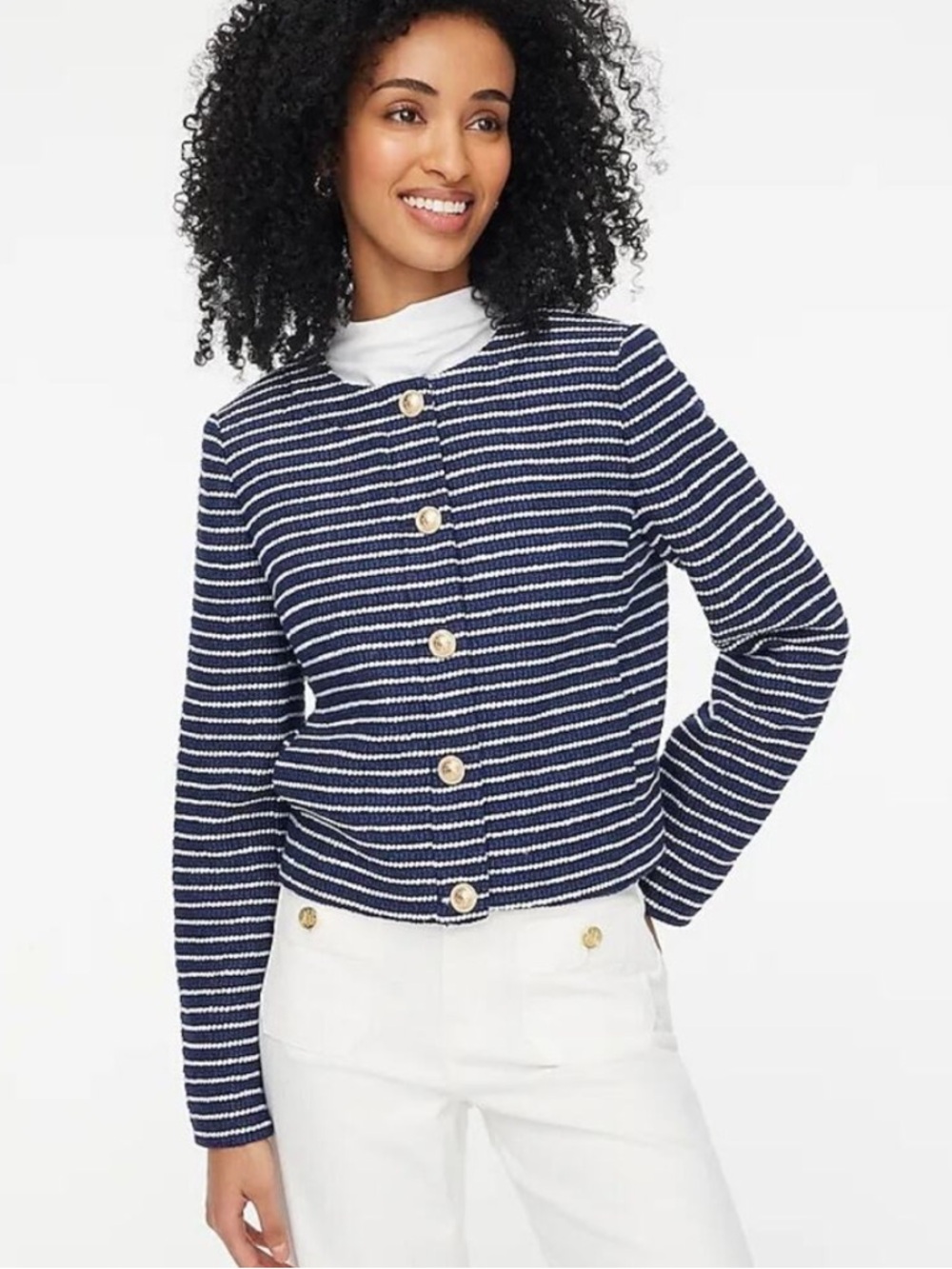 J. Crew Lady Jacket - Navy and White Stripes - Size 8 - Picture 2 of 9
